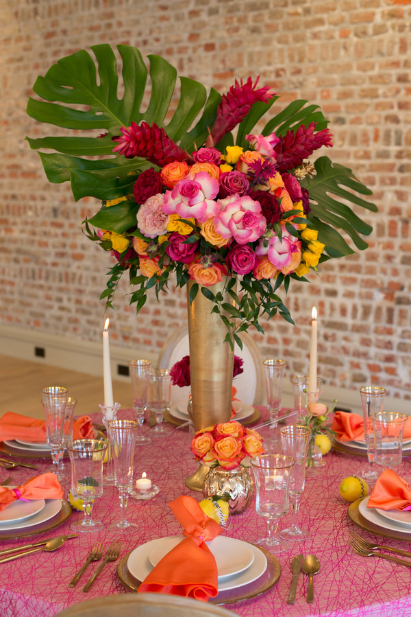 Tropical wedding centerpiece