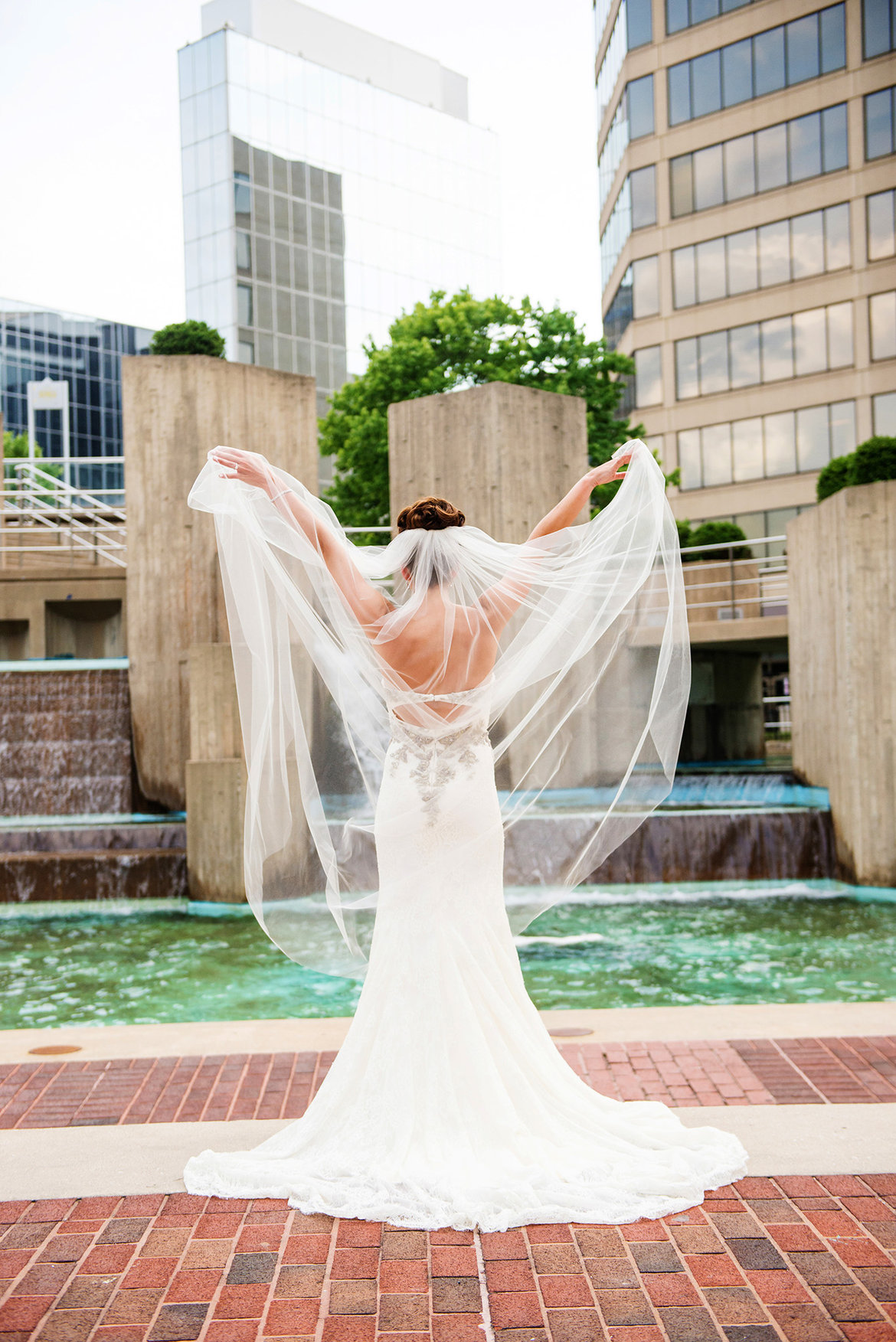bridal portrait with wedding veil