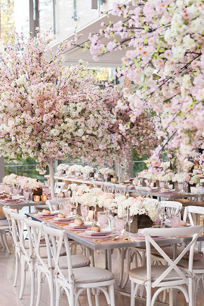 Cherry blossom wedding centerpiece