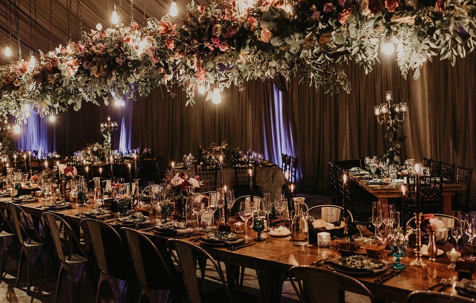 Overhead wedding centerpieces