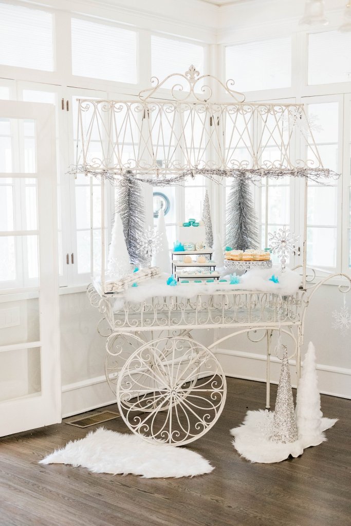 Winter wedding dessert cart