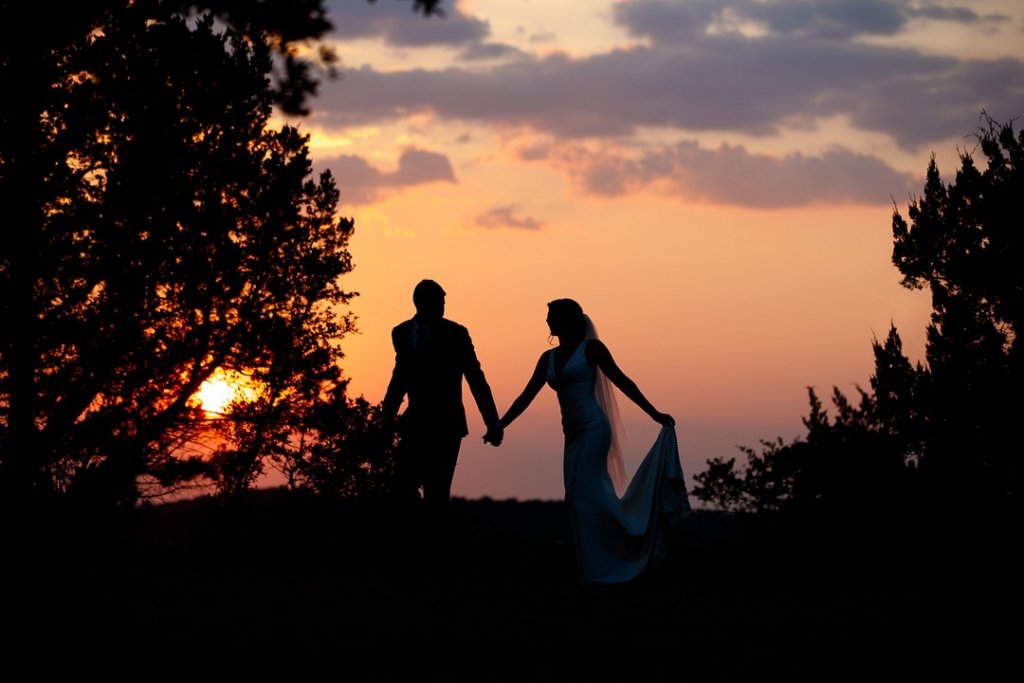 Sunset wedding photo