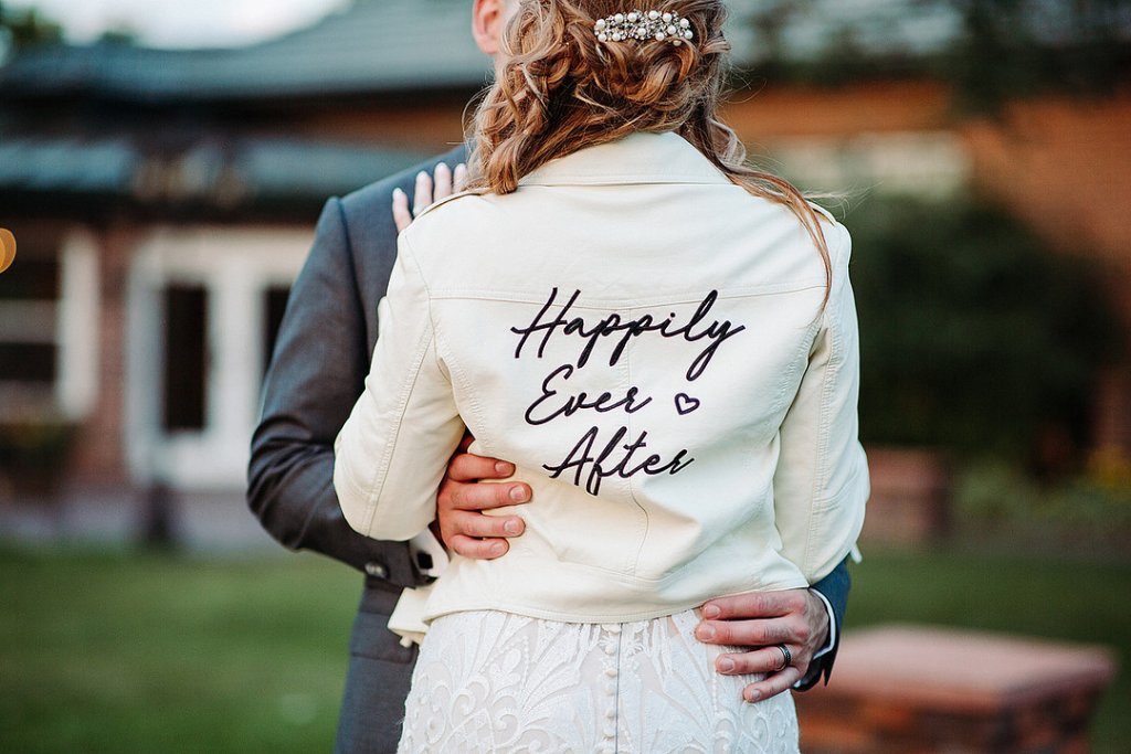 happily ever after wedding jean jacket