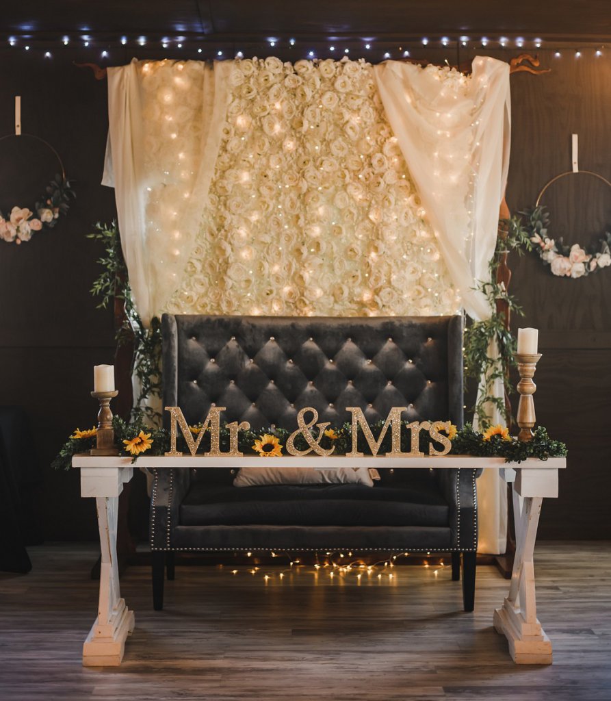 Wedding sweetheart table decor