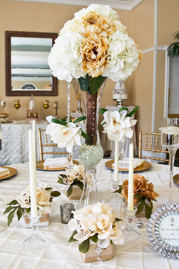 reuse bouquets as centerpieces