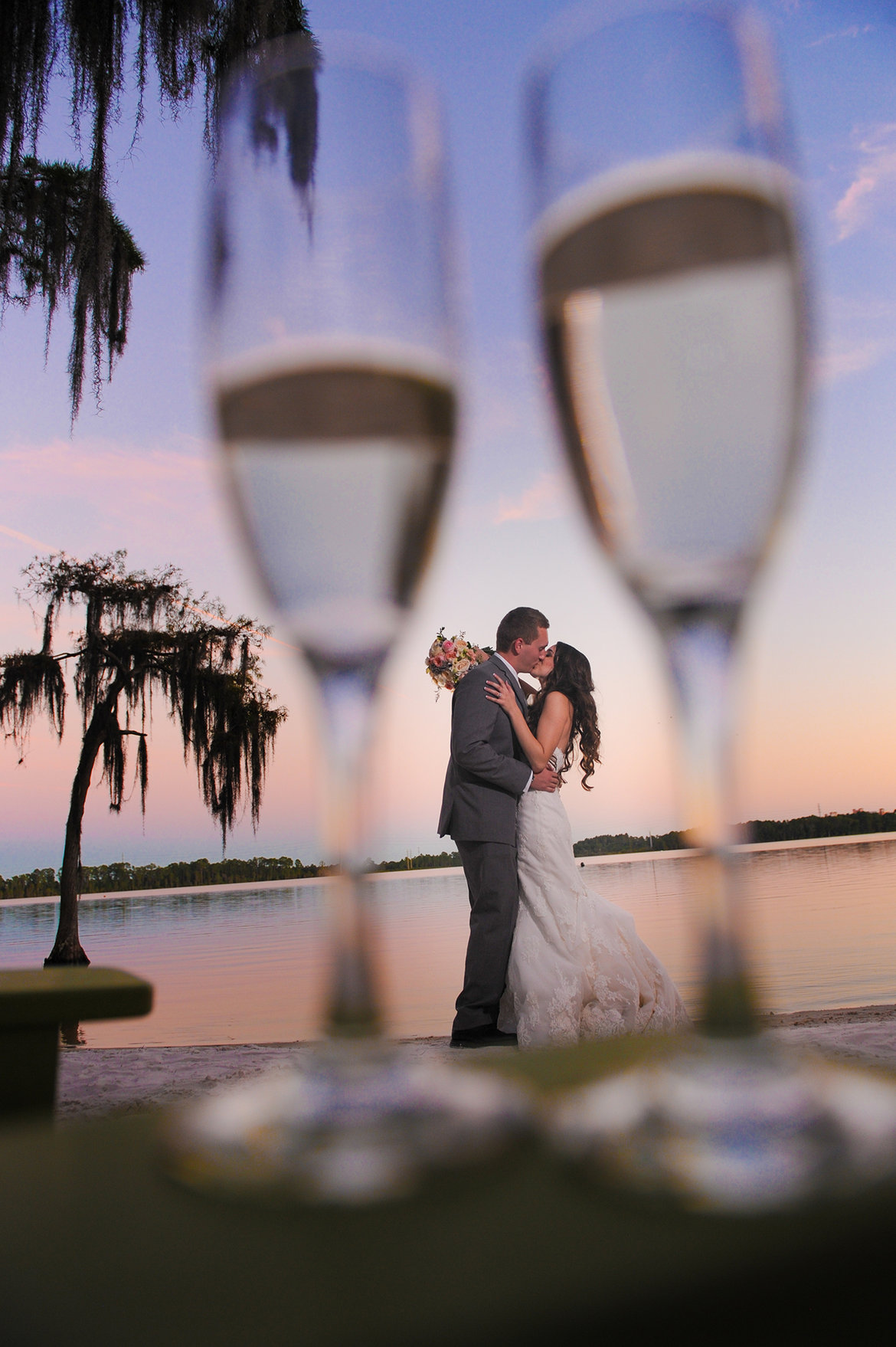 toasting flutes wedding photo