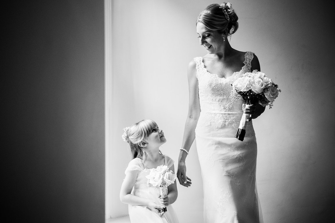 bride with flower girl