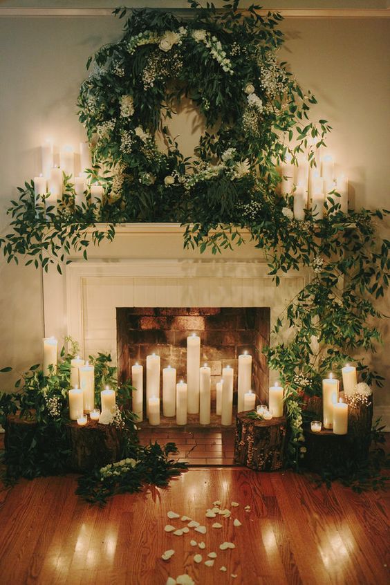 candlelit wedding ceremony backdrop