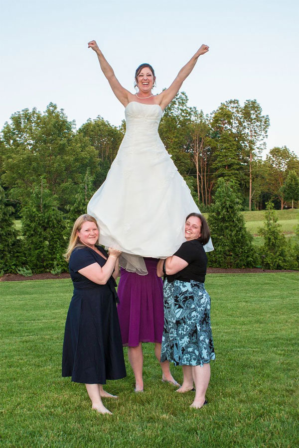 cheerleader bride in a stunt