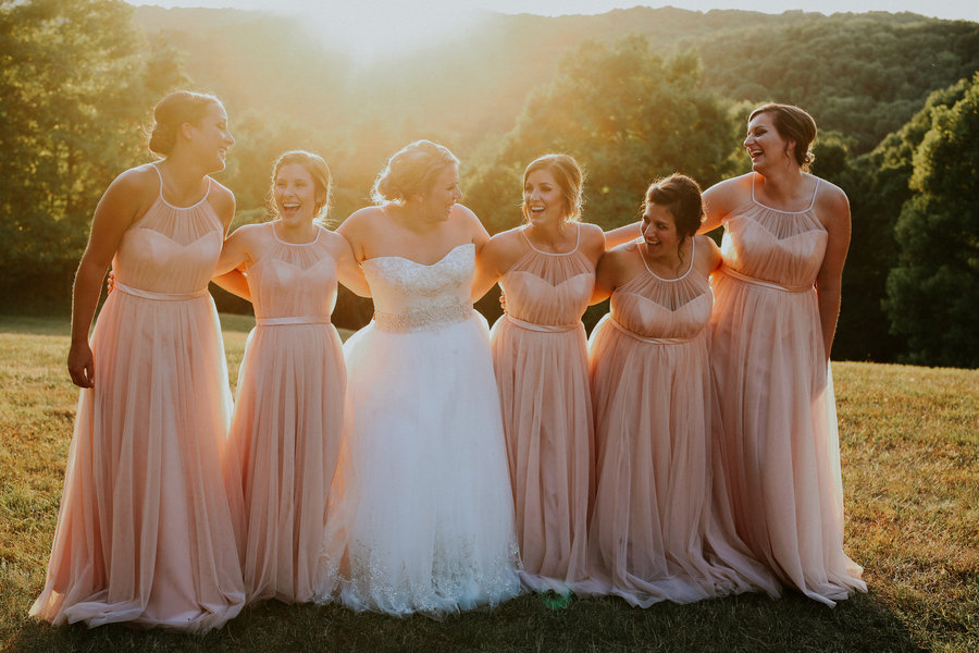 bride with bridesmaids