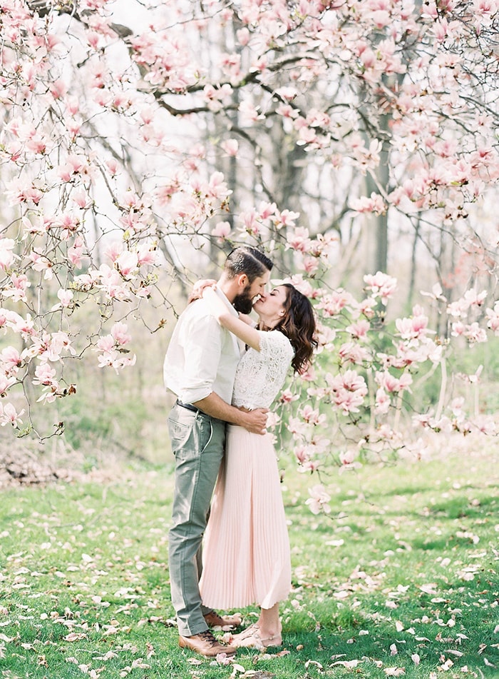 cherry blossom engagement shoot