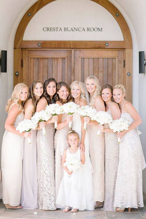 bride with bridesmaids