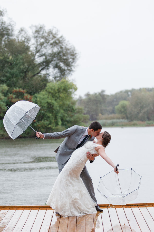 rainy wedding photo