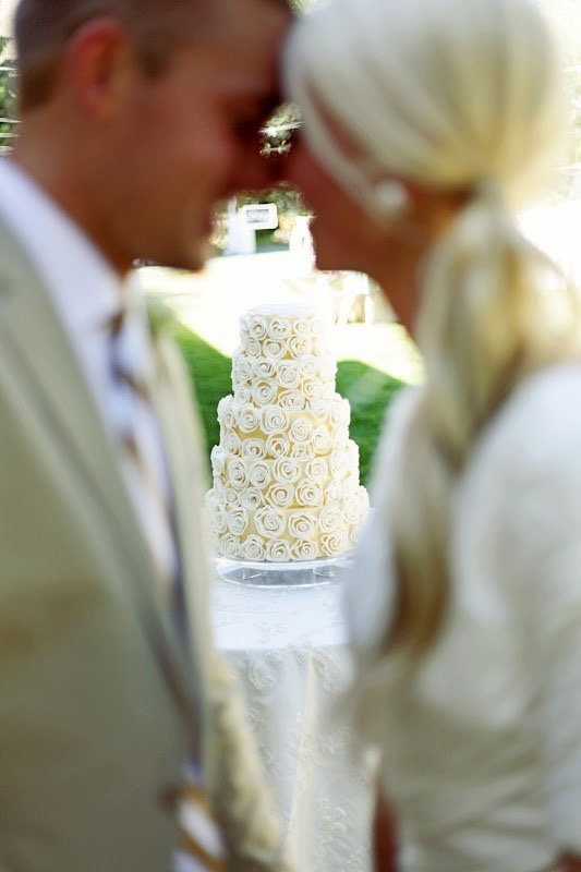 couple with wedding cake