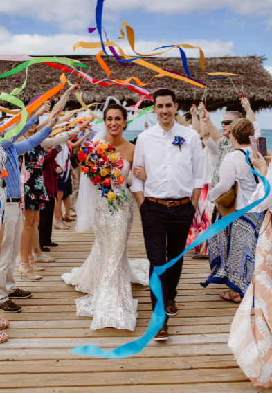 Streamers wedding ceremony exit