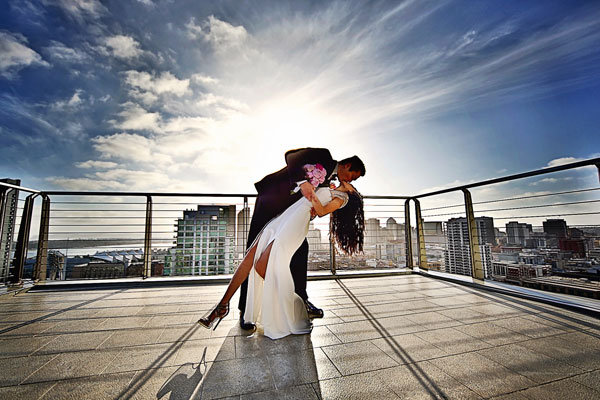 dramatic dip wedding photo