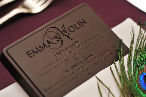 edible chocolate menu card