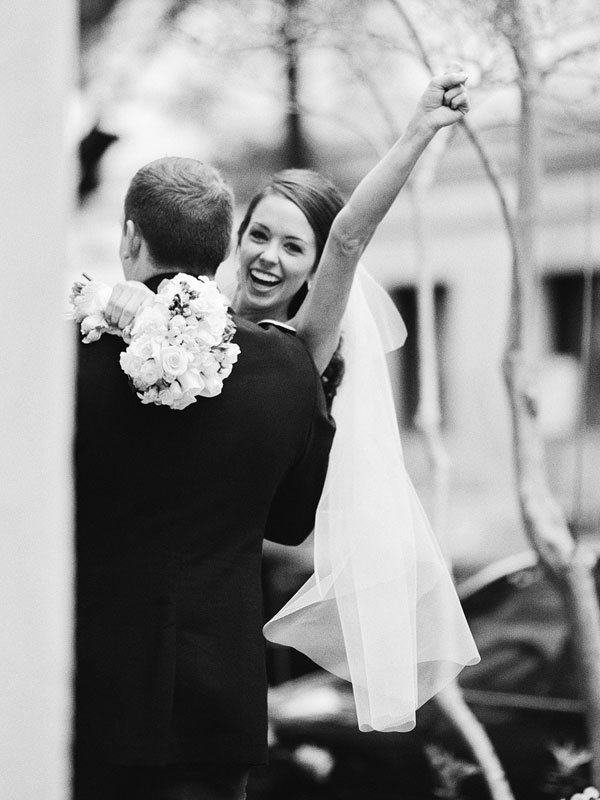 excited bride after the ceremony