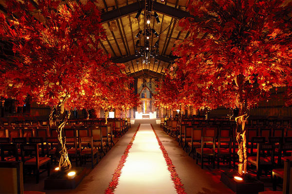 fall wedding ceremony aisle