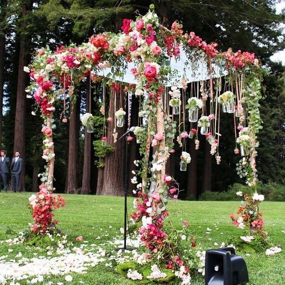 floral wedding ceremony backdrop