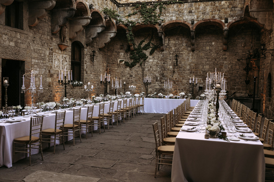 Long wedding reception tables