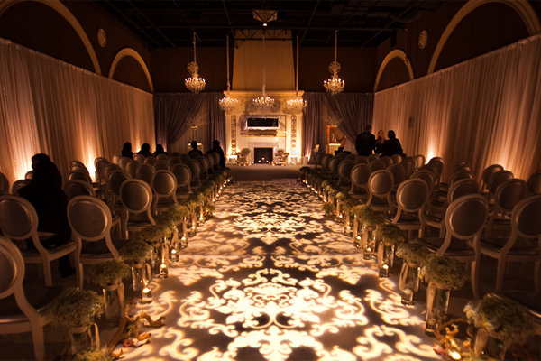 illuminated ceremony aisle