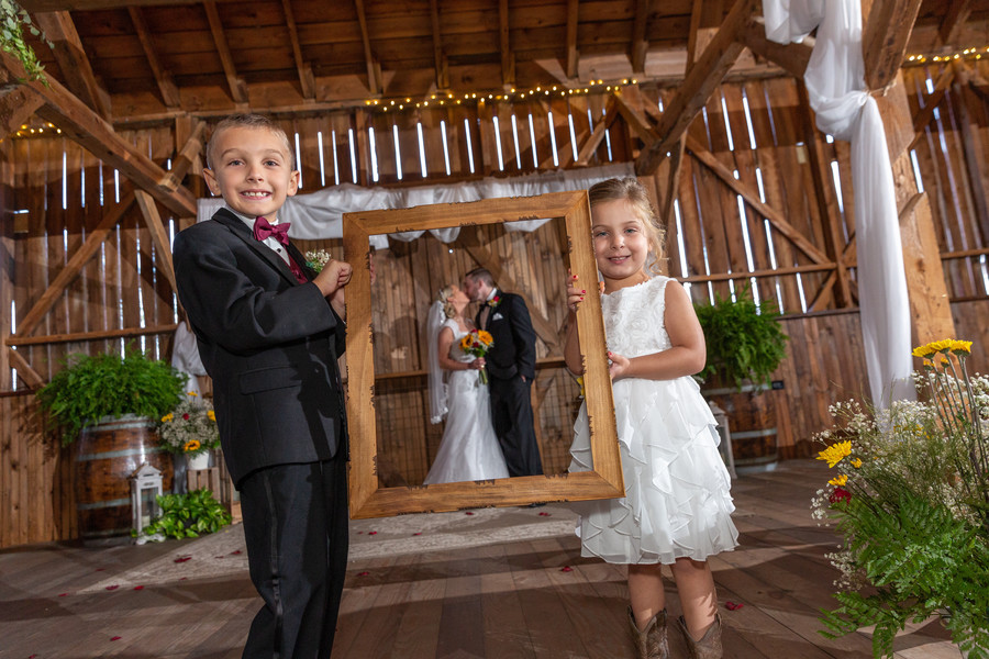 Wedding photo with flower girl and ring bearer