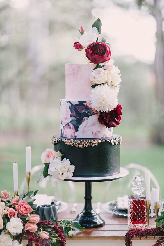 modern valentine wedding cake