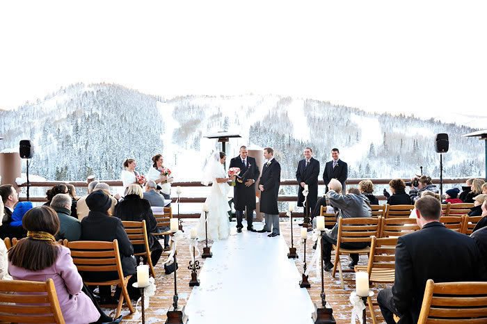 snowy outdoor wedding ceremony