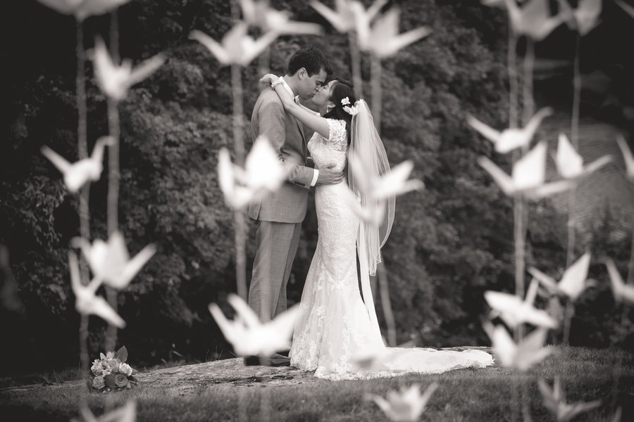 paper cranes wedding photo