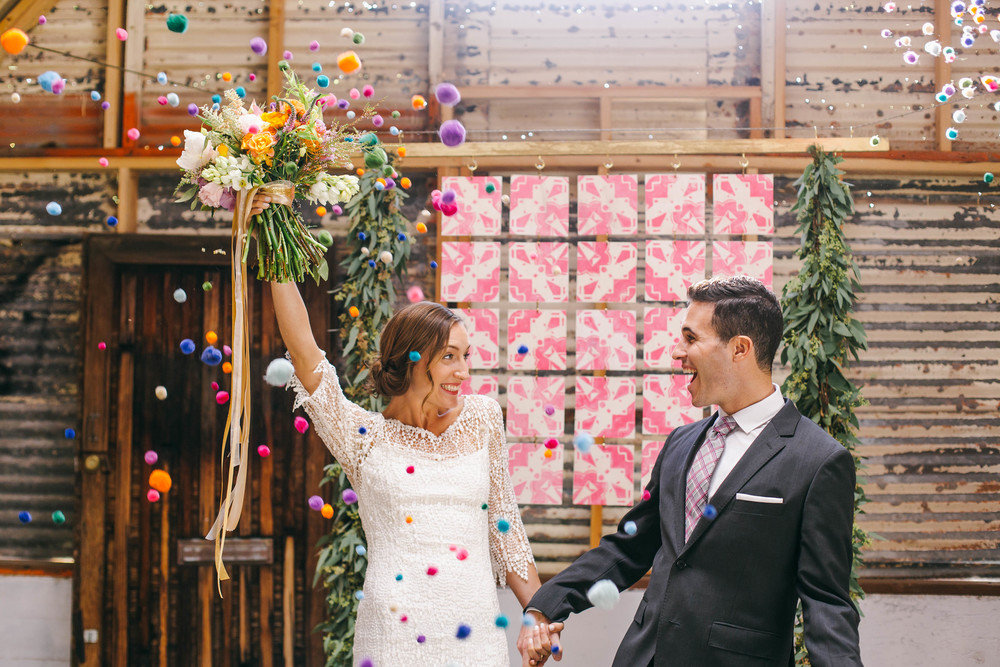 pom poms wedding ceremony