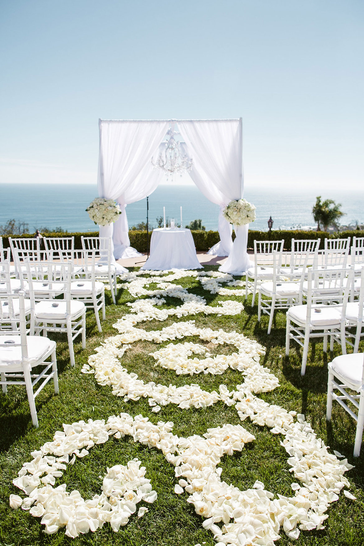 white wedding ceremony decor