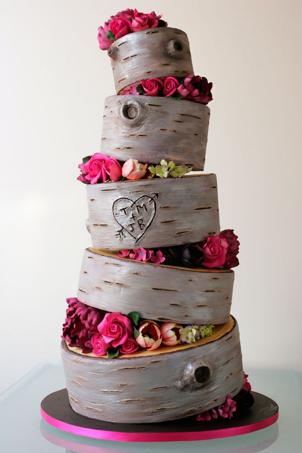 rustic tree wedding cake 