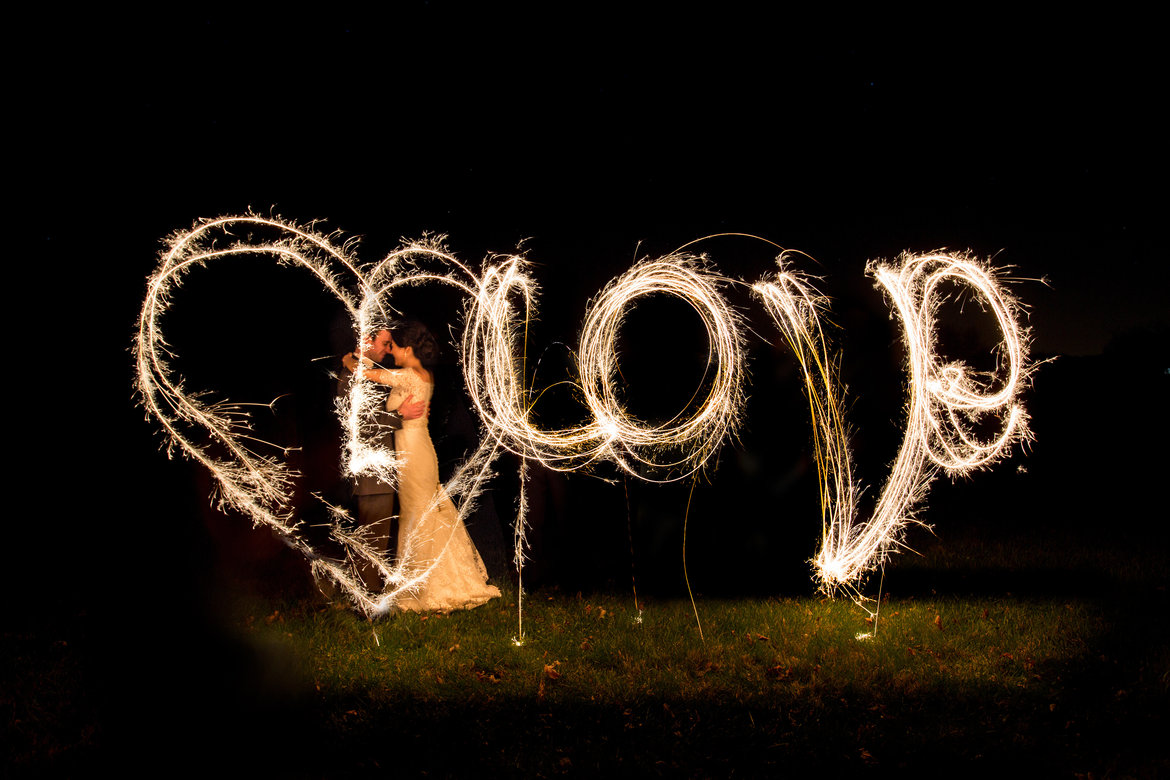 sparkler wedding photo