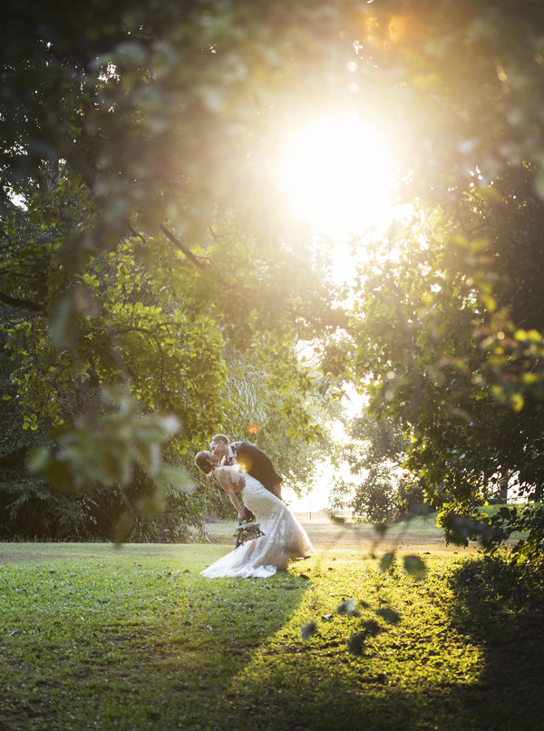 Sunlit wedding photo