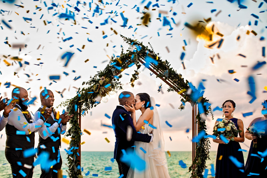 Confetti Toss at Wedding Ceremony