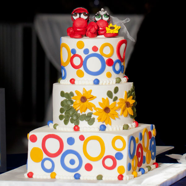 whimsical beach wedding cake