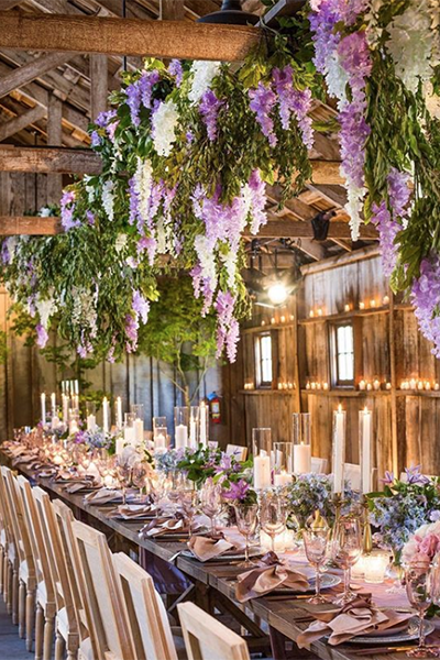 Wisteria wedding reception decor