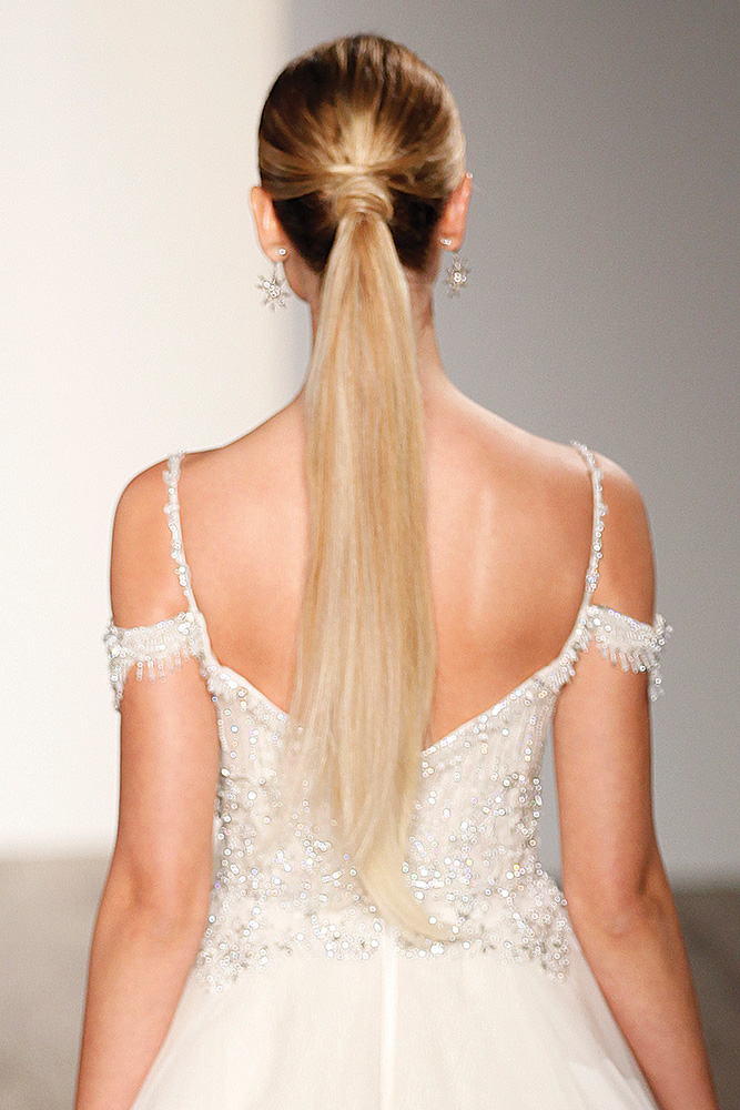 Sleek and straight wedding ponytail