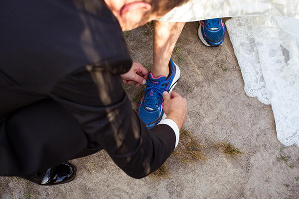 bride wearing sneakers