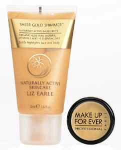 liz earle's sheer gold shimmer and make up for ever's star powder