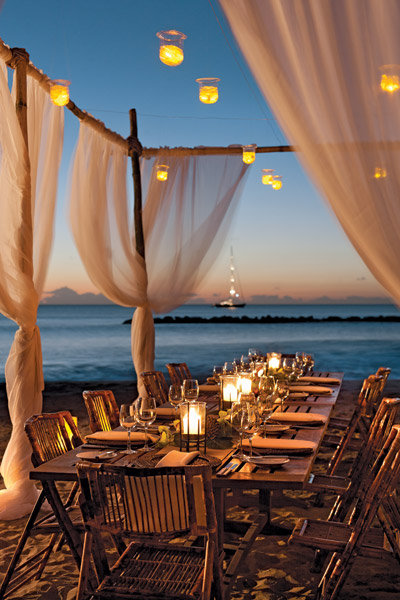 candlelit reception at the four seasons in nevis