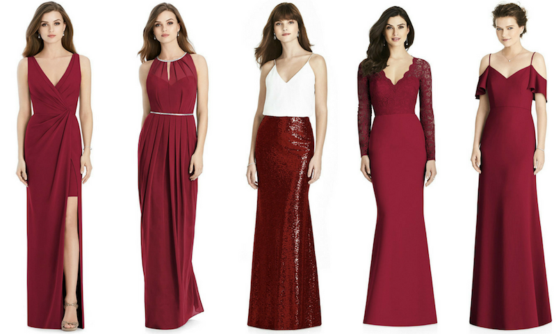 maroon gown for maid of honor