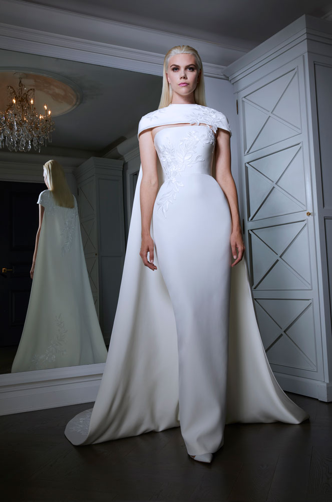 Wedding gown with cape