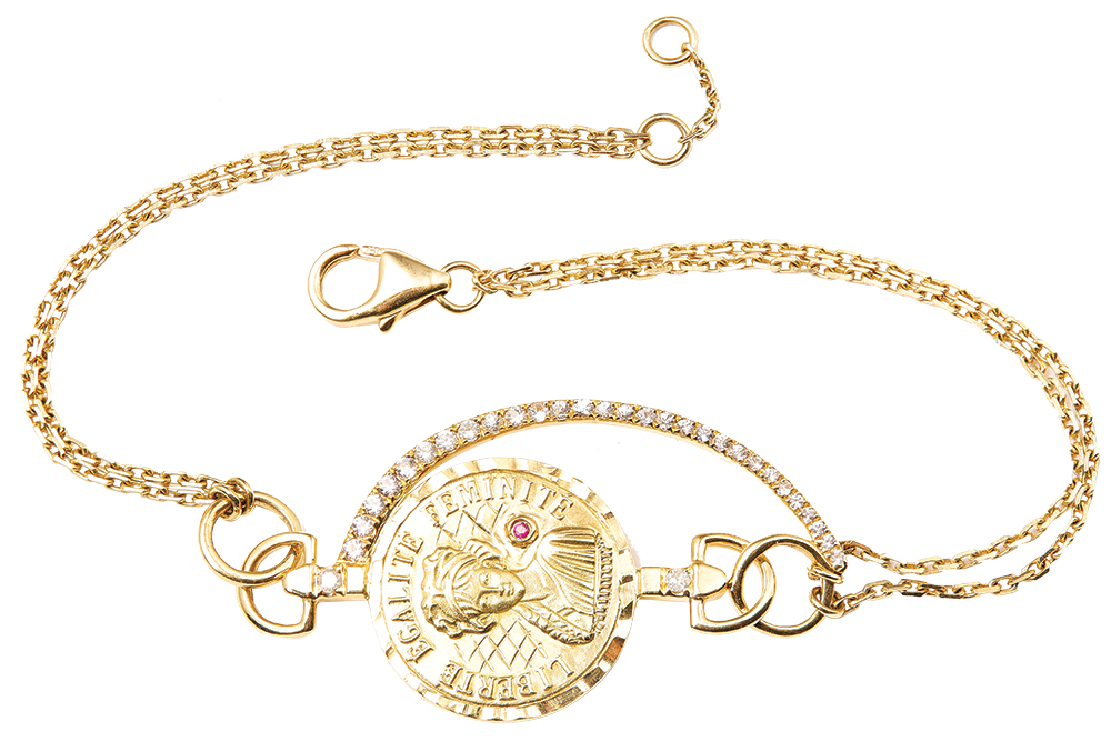 14k gold coin bracelet by Anissa Kermiche