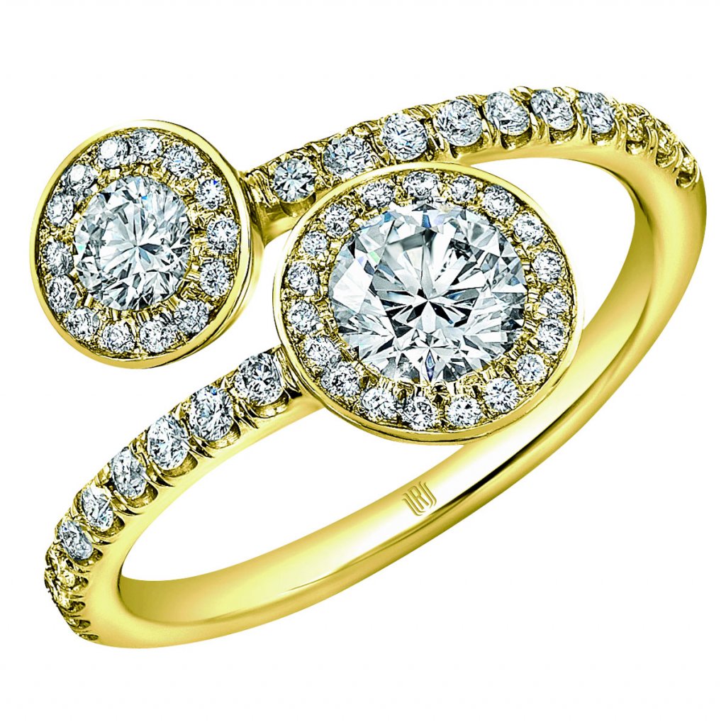 forevermark yellow gold two stone engagement ring