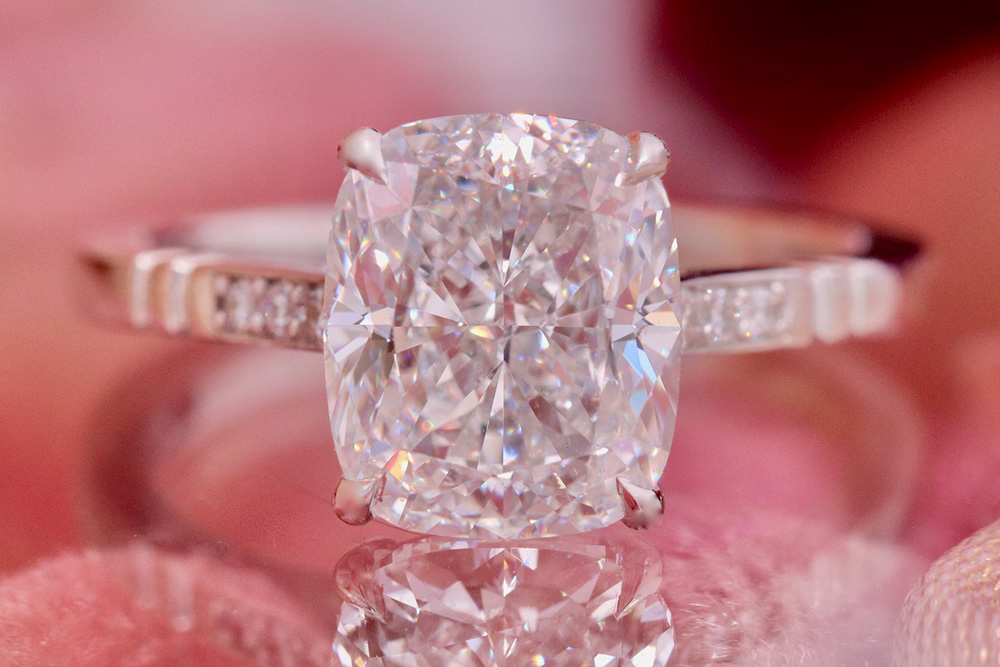 elongated cushion cut engagement ring