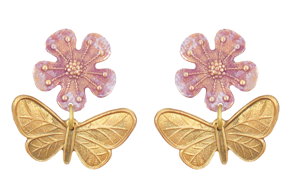 Flower and butterfly earrings