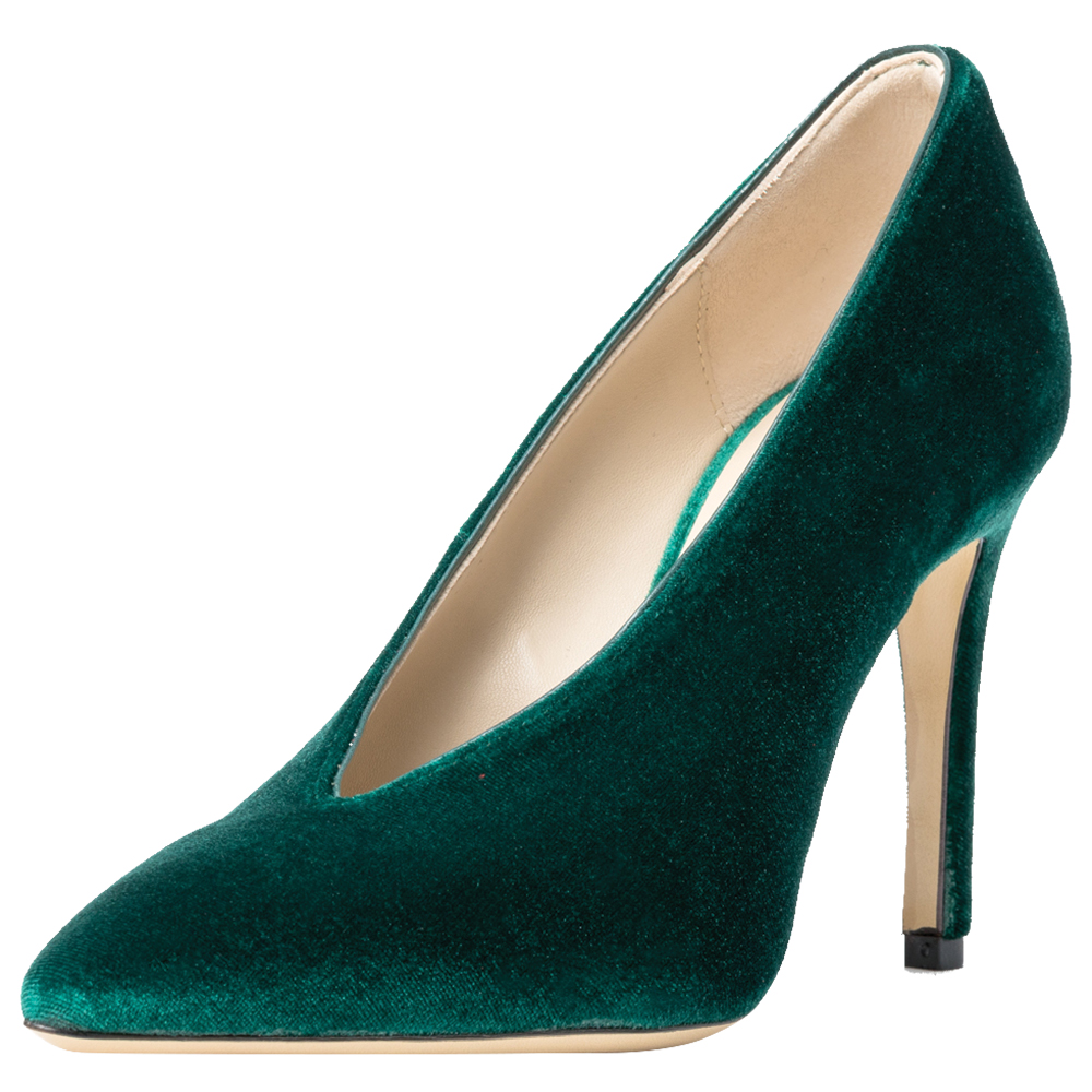 Green velvet heel by Lena Ezriak