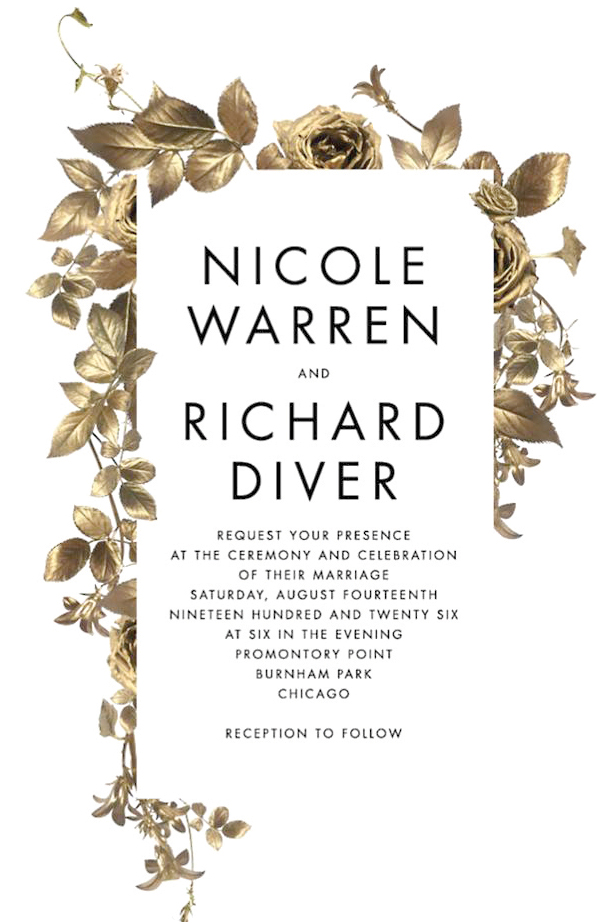 gold floral wedding invite by paperless post
